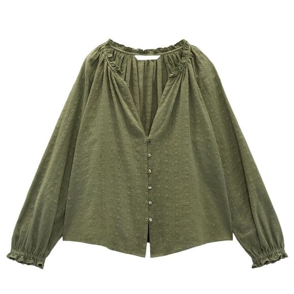 ZARA BOHO EMBROIDERED BLOUSE - Picture 5 of 8